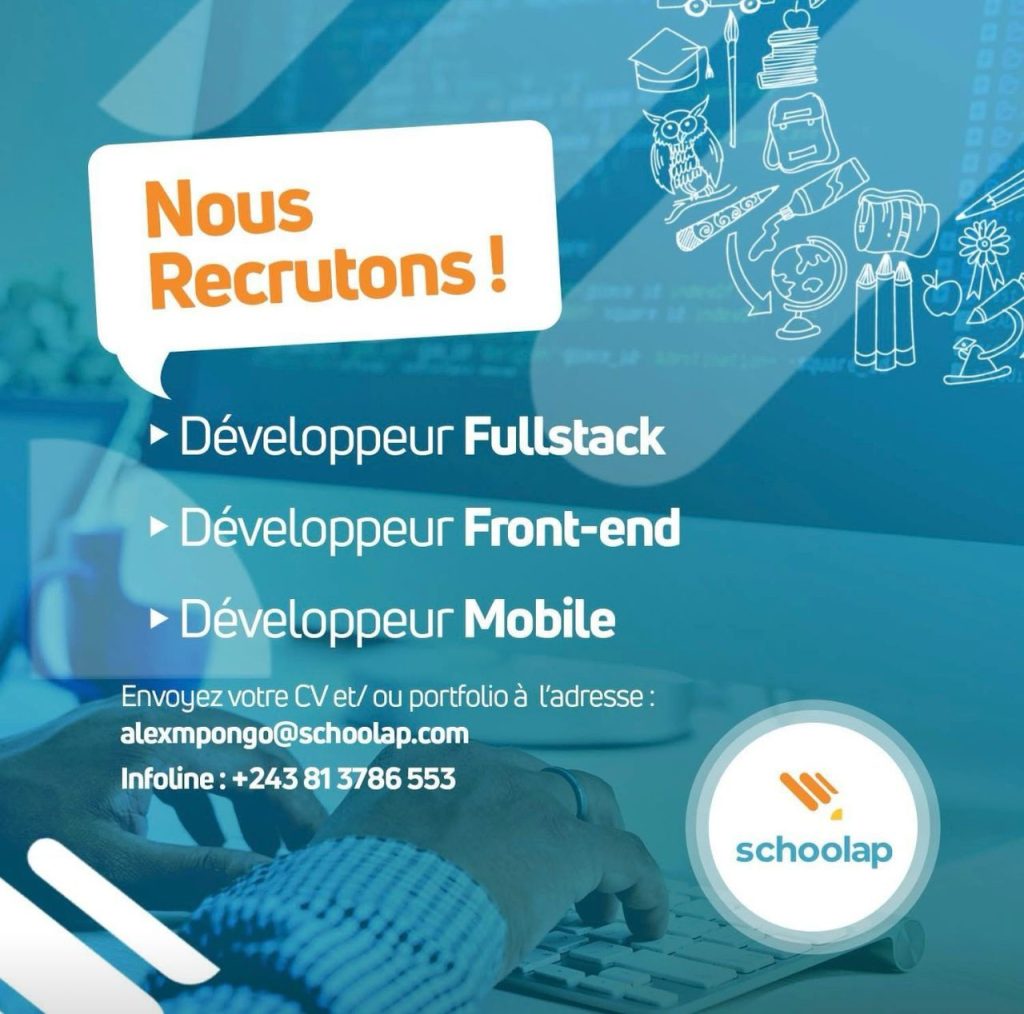RDC : Schoolap recrute 3 développeurs Full stack