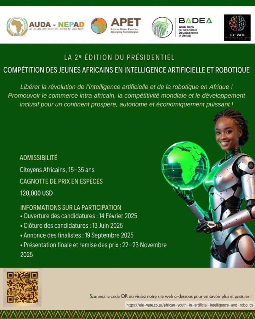 Concours Présidentiel de la Jeunesse Africaine en IA et Robotique 2025 : les candidatures se clôturent le 13 juin 2025